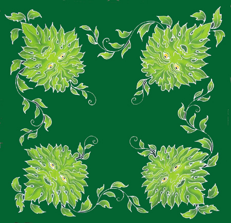 Green Man Caftan 3'sq